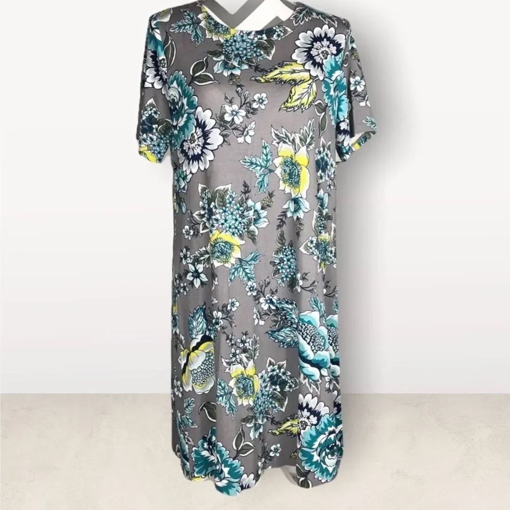 Loft Womens Gray, Mustard & Teal dress size Medium